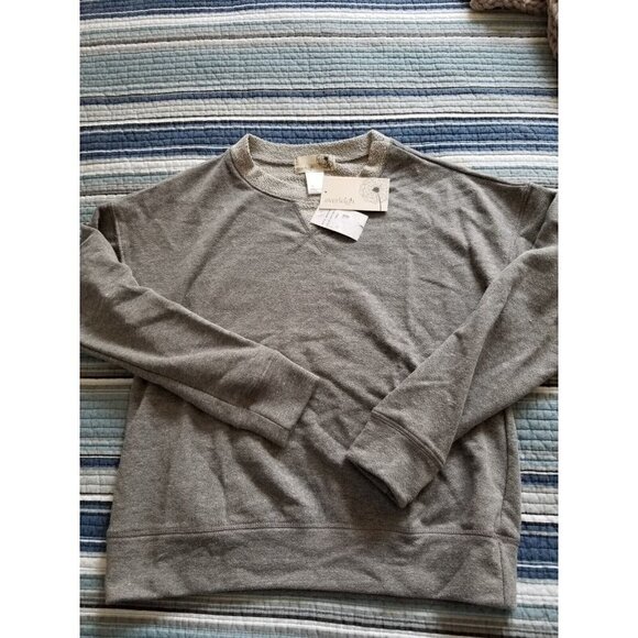 Everleigh Sweatshirt Heather Grey Cotton Blend Crew Neck Long Sleeve Womens XXS - Picture 1 of 6